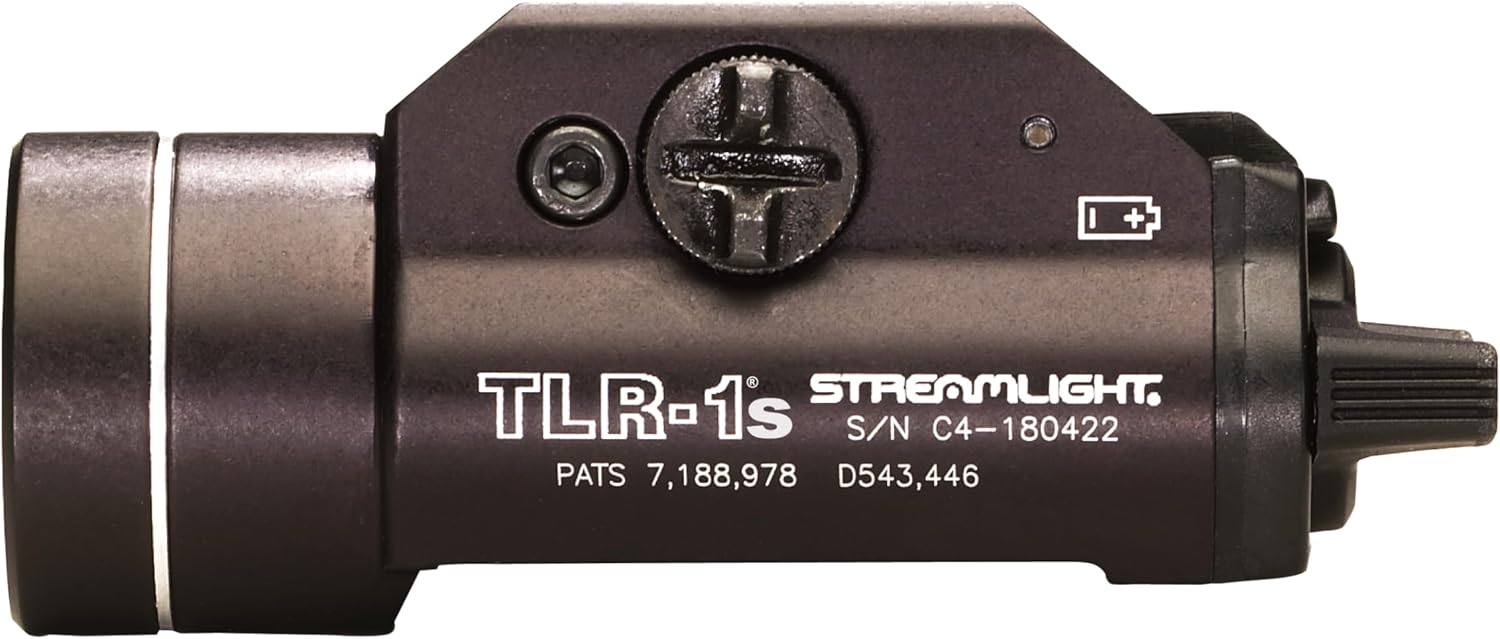 Streamlight 69211 TLR‑1s 300-Lumen 12,000 Candela Rail-Mounted Weapon Flashlight with Strobe, Earless Screw & Rail Locating Keys, Black