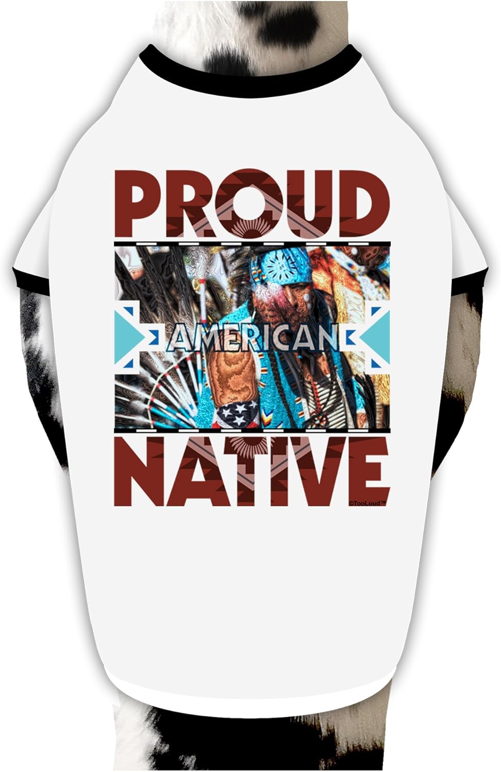 TOOLOUD Proud Native American Dog Shirt White with Black Small