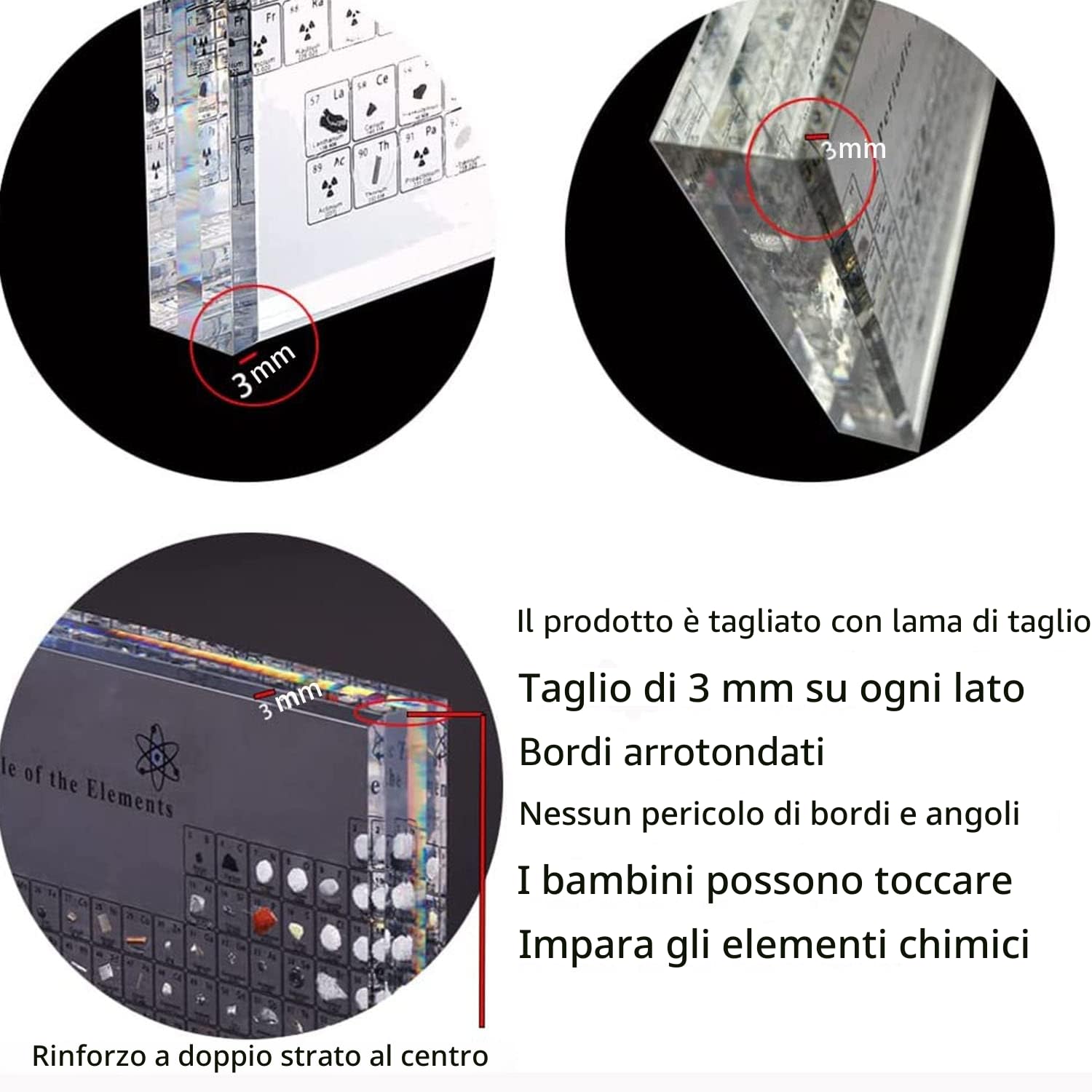Tavola periodica in acrilico con elementi reali, visualizzazione di elementi chimici, tavola periodica degli elementi, regalo di compleanno per la festa scolastica