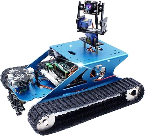 Yahboom Kit de robot AI para chasis de tanque para Raspberry Pi 4B, kit de inicio de cámara Python, proyecto de ciencia electrónica programable DIY