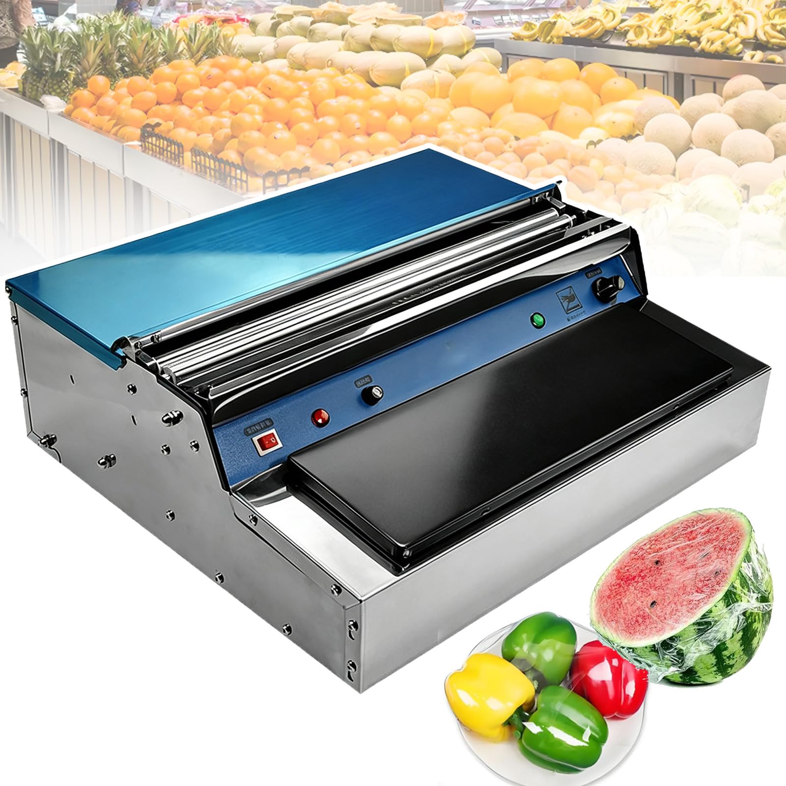 COYEUX 18 Inch Cling Film Wrapper, Commercial Food Film Wrapping Machine With Adjustable Temperature 60-160°c, Fast Cut, Stainless Steel Dispenser For Vegetable, Meat