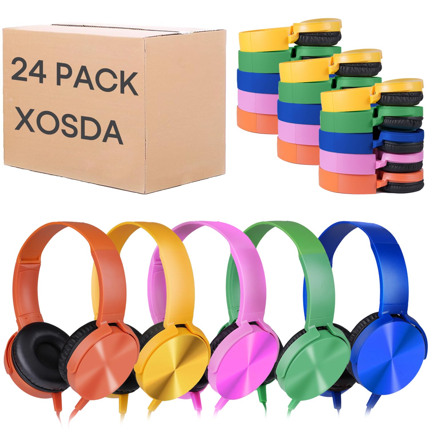 bulk headphones classroom 24 pack wired multi colored