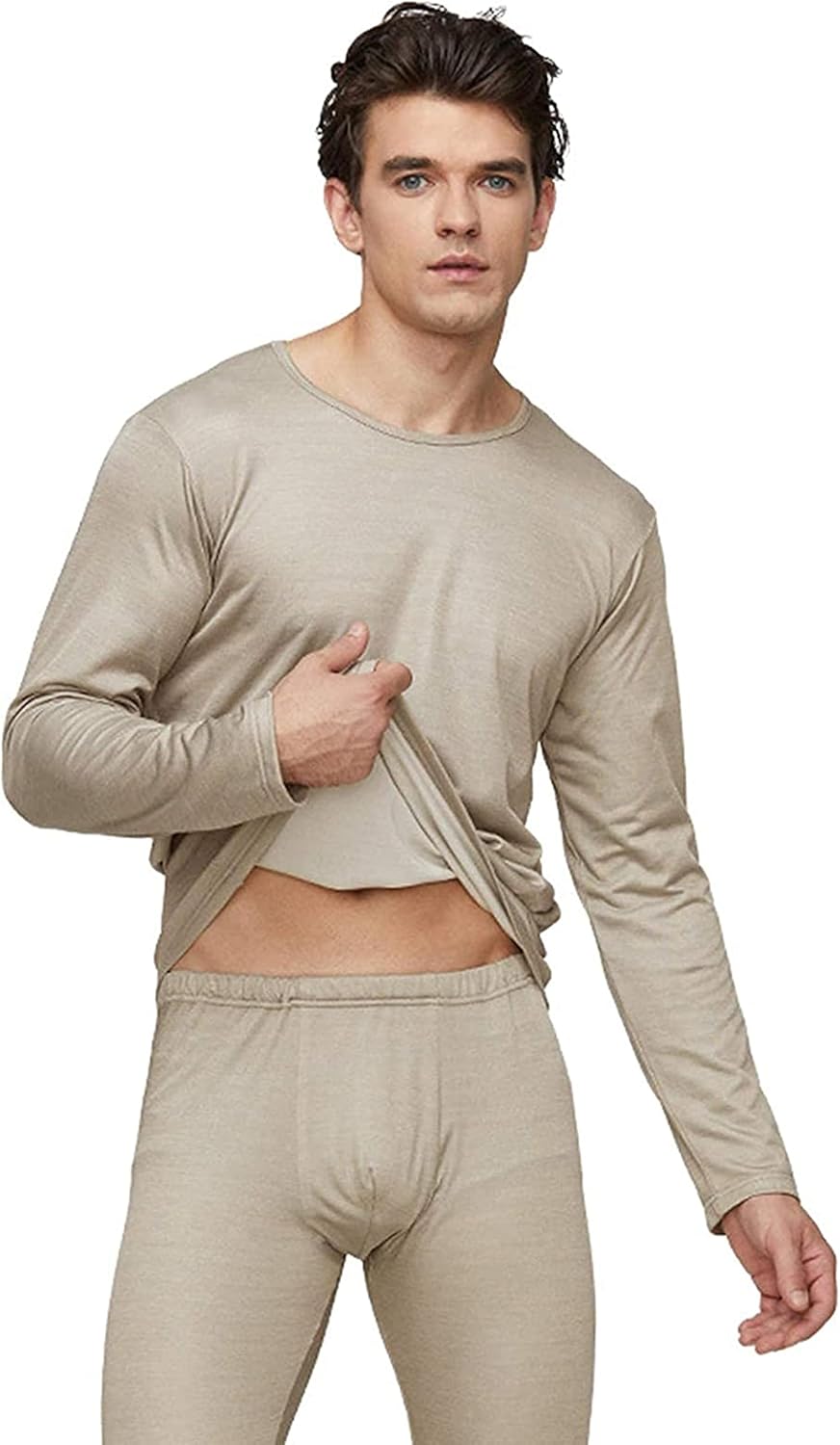 Radiation Protection Suit, Electromagnetic Radiation Protective Men Close-Fitting Underwear EMF Shielding Household Casual Wear 360° Shielding Clothes Silver Fiber Long Underwear,Silver