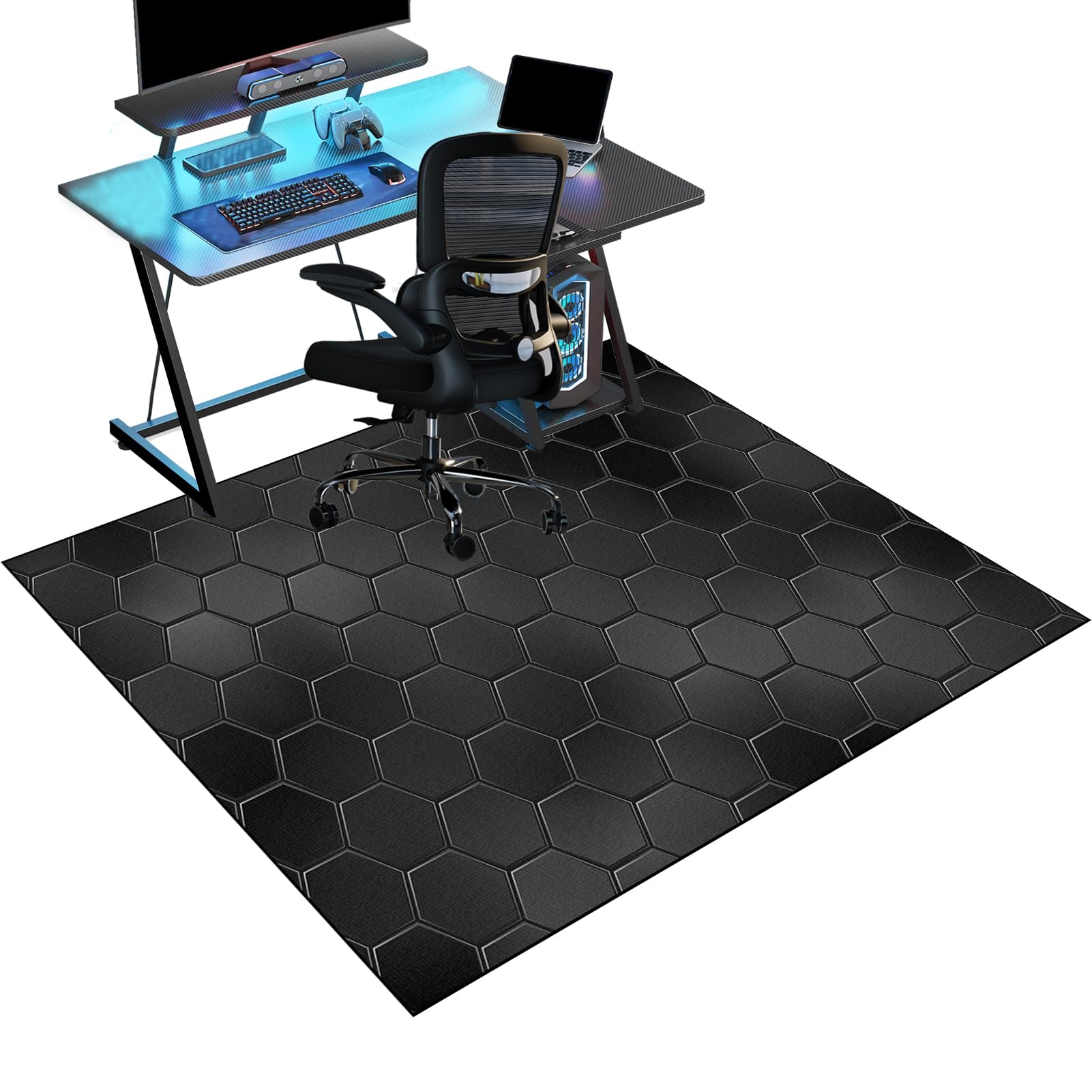 Gaming Chair Mat for Hardwood Floor Non-Slip Floor Protection Mat 100 x 140 cm Office Chair Mat for Carpets Anti-Slip Floor Protector Mat Computer Desk Chair Mat for Gaming Room Home Office Decor