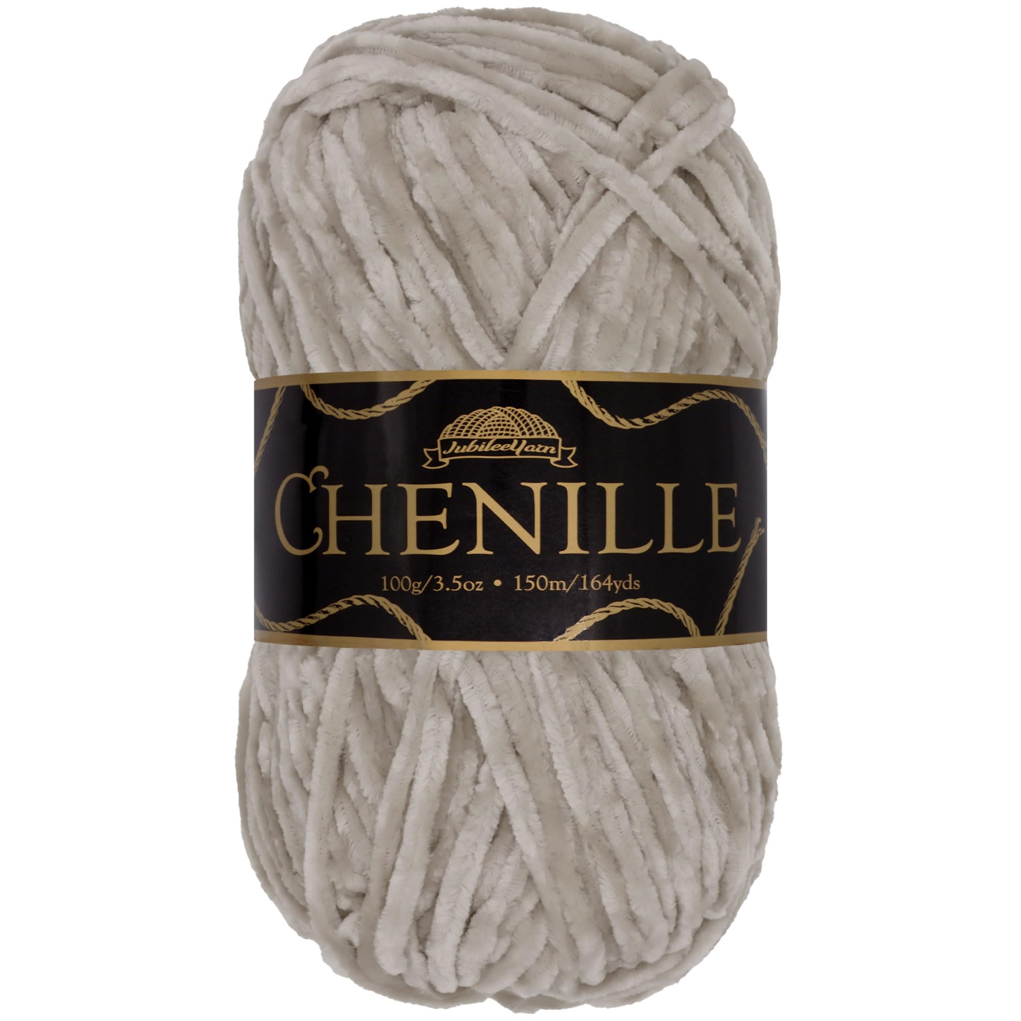 JubileeYarn Chenille Yarn - Worsted Weight - 100g/Skein - Luna - Olive Grey Velvet - Crochet and Knitting Yarn - 1 Skein