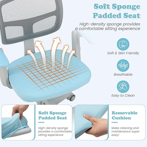 Miniatura 7 de Giantex Silla ergonómica de oficina en casa silla de escritorio de malla con respaldo bajo silla giratoria para computadora con soporte lumbar en