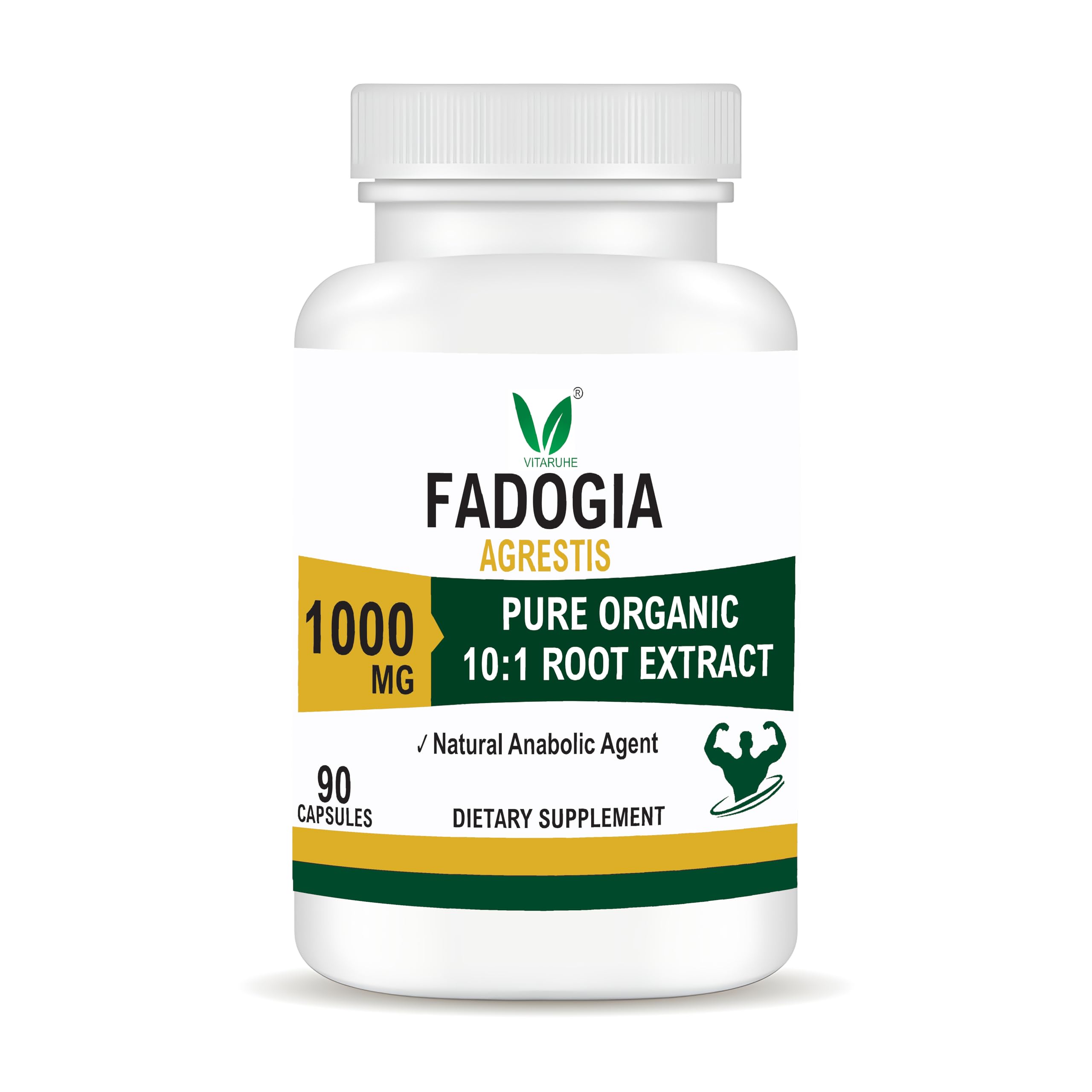 Vitaruhe Fadogia Agrestis 1000mg Powerful Extract to Support Athletic Performance & Muscle Mass - 90 Capsules
