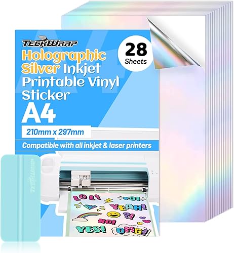 TECKWRAP Papel adhesivo de vinilo imprimible para impresora de inyección de tinta, papel adhesivo holográfico para imprimir por inyección de tinta, disponible en Yaxa El Salvador