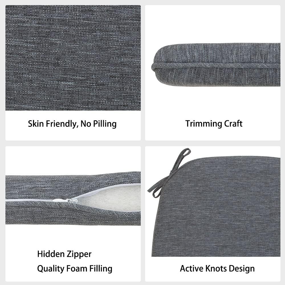 Magpie Fabrics Outdoor/Indoor 17"x16"x2" Chair Cushions with Ties Set of 2, Waterproof All Weather U-Shape Seat Pads Decoration for Patio Garden Furniture Home Office (Heather Grey)