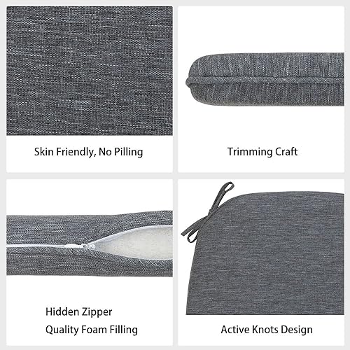 Miniatura 6 de Magpie Fabrics Juego de 4 cojines para sillas de exteriores e interiores de 17 x 16 x 2 pulgadas con lazos, impermeables, para todo tipo de clima,