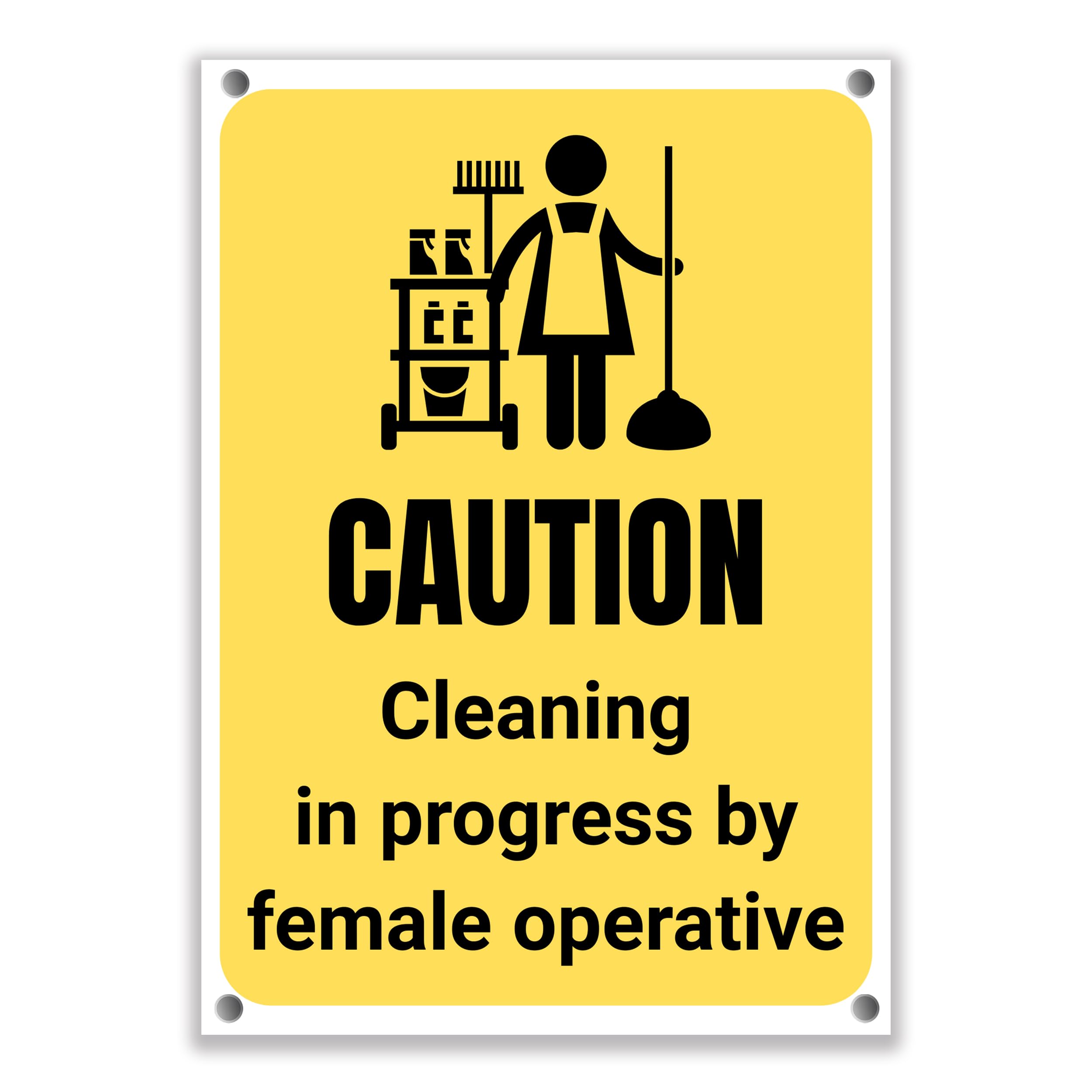 LP Lifestyle Caution Cleaning in Progress Sign – Yellow Weatherproof Rust-Free PVC Safety Sign, Durable Waterproof Cleaning Notice for Toilets & Public Areas No.310 (A4 (210mm x 297mm) – Holes)