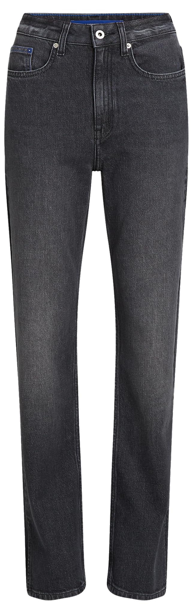 Karl Lagerfeld Jeans, Damskie, Wysoki Stan, Proste Spodnie Denim Z Rozcięciem, Prosta Nogawka