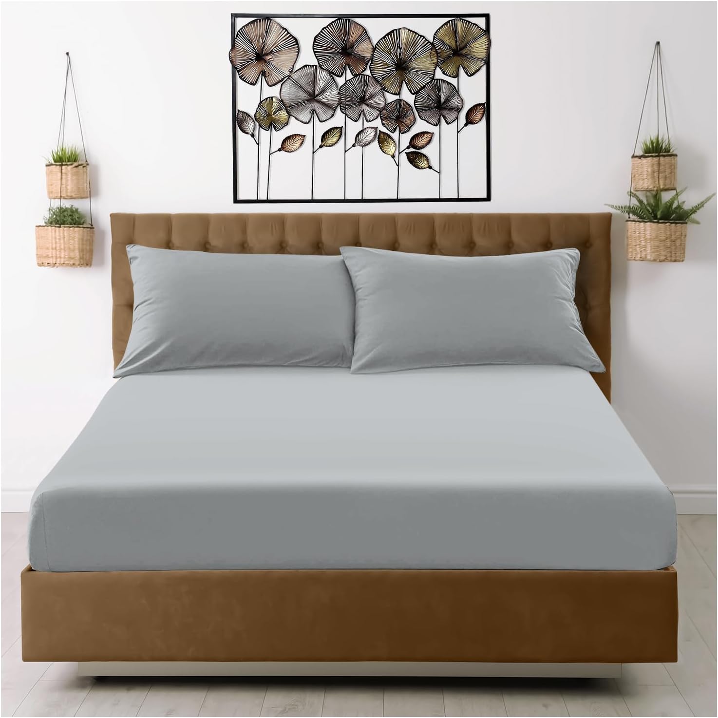 GC GAVENO CAVAILIA Fitted Sheet Single Bed (91 x 190cm) – Grey Bedding Sheets – Plain Dyed Microfiber Bed Sheets Single – (10 inch) 25cm Deep Pocket Bottom Sheet – Easycare – Wrinkle & Fade Resistant
