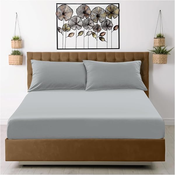 GC GAVENO CAVAILIA Fitted Sheet Single Bed (91 x 190cm) - Grey Bedding Sheets - Plain Dyed Microfiber Bed Sheets Single - (10 inch) 25cm Deep Pocket Bottom Sheet - Easycare - Wrinkle & Fade Resistant - 1