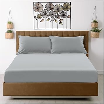 GC GAVENO CAVAILIA Fitted Sheet Single Bed 91 x 190cm - Grey Bedding Sheets - Plain Dyed Microfiber Bed Sheets Single - 10 inch 25cm Deep Pocket Bottom Sheet - Easycare - Wrinkle & Fade Resistant