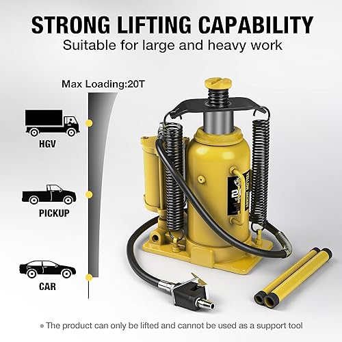 Miniatura 6 de YELLOW JACKET Gato neumático de la botella de aire de 20 toneladas con la bomba manual y la bomba de aire para los camiones pesados del coche