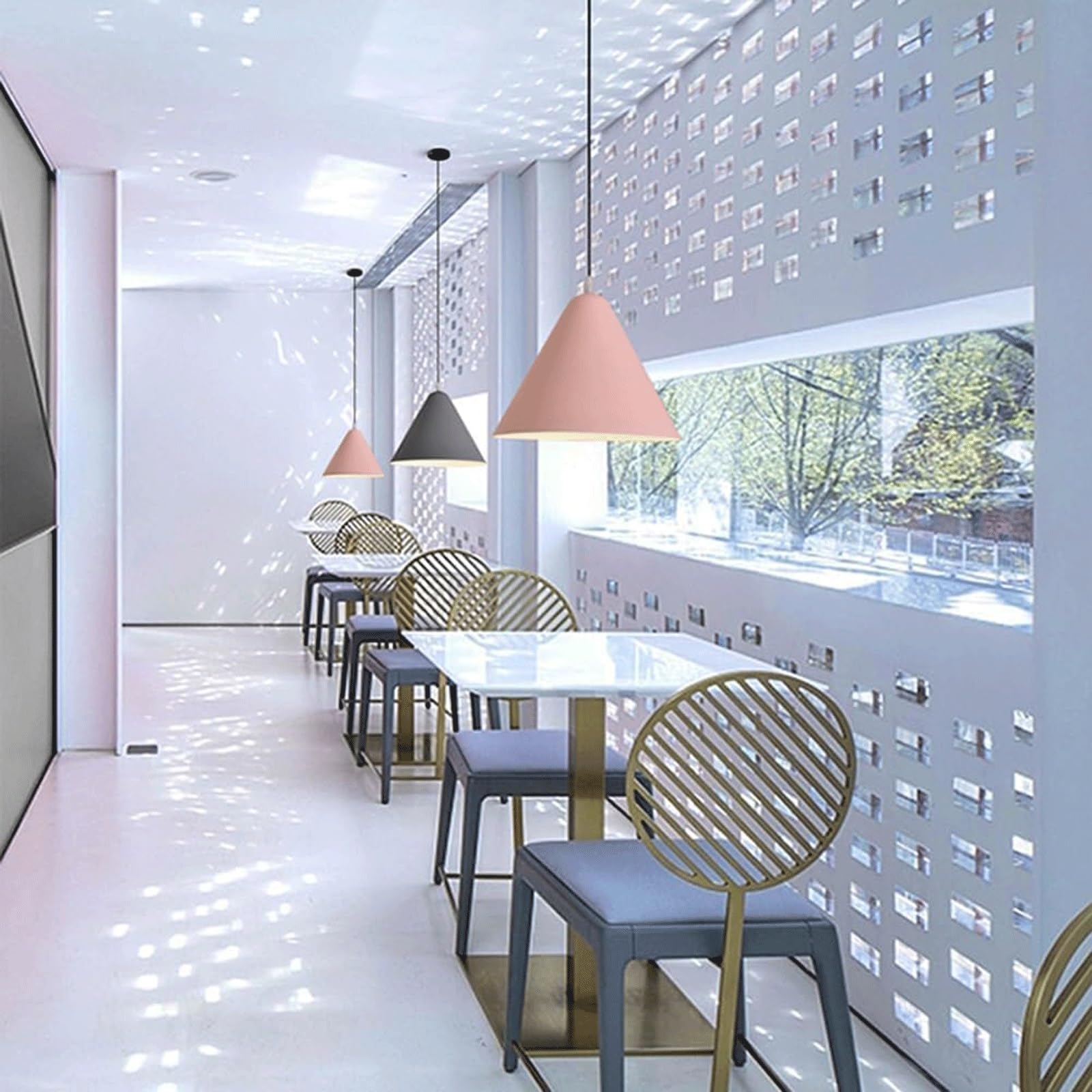 Nowoczesna wisząca oprawa oświetleniowa 1-punktowa metalowa stożkowa lampa wisząca styl skandynawski aluminium pojedyncza lampa wisząca na wyspę kuchenną (biały, S)
