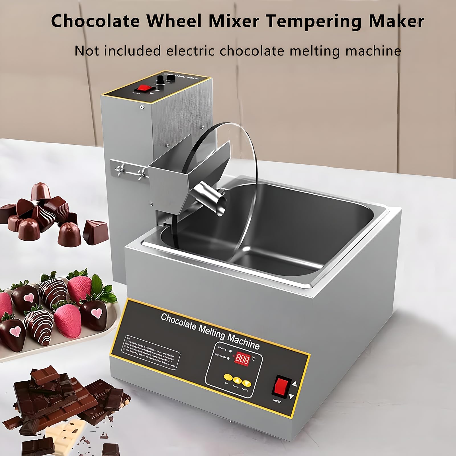Melting Pot e Mixer al Cioccolato, Miscelatore in Acciaio Inossidabile, Temperatura Regolabile (86~203 ° F), per la Preparazione di Fragole Coperte per la Torta Pop Cookie