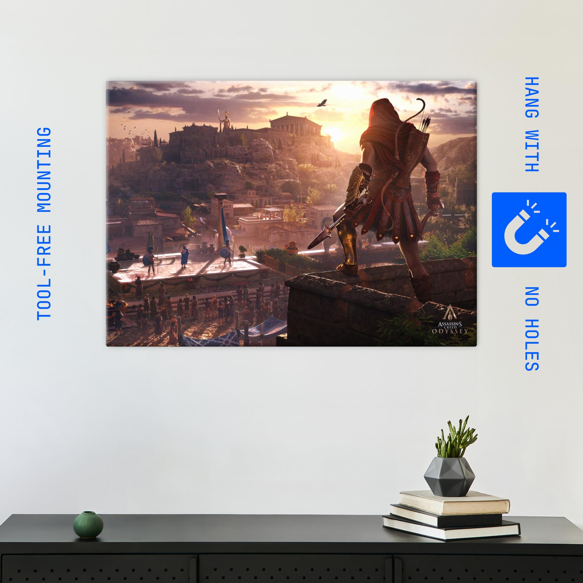 Displate Metal Poster Assassin's Creed Odyssey Sunset Logo Wandbild L | Magnetische Befestigung Wandposter. Wanddeko, Metall Wandkunst, Wanddekoration im Wohnzimmer in Schlafzimmern & Büros.