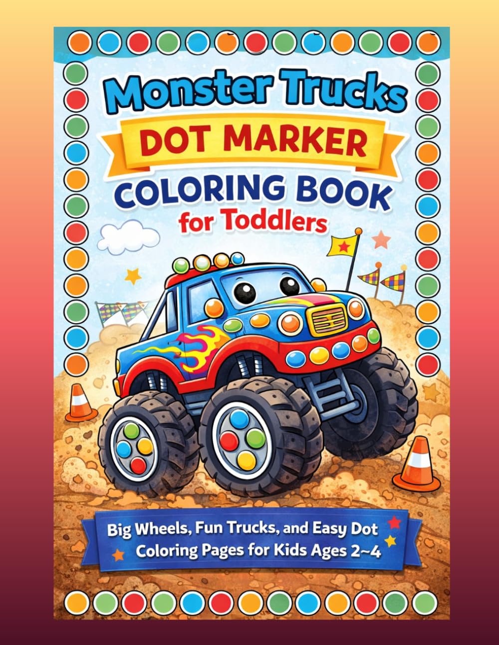 Monster Trucks Dot Marker Coloring Book for Toddlers: Big Wheels, Fun Trucks, and Easy Dot Coloring Pages for Kids Ages 2–4
