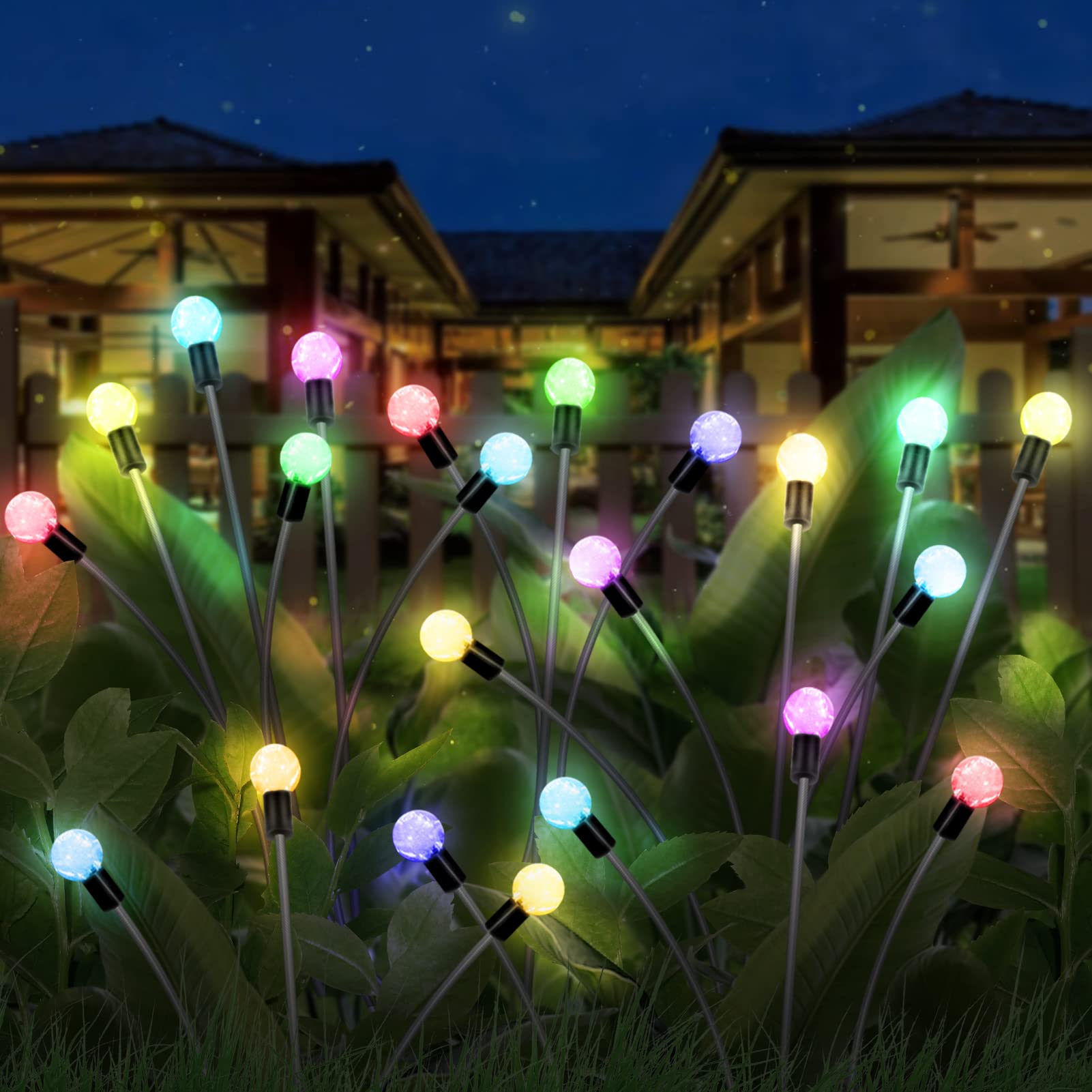 light to hope Solar Garden Lights Swaying Solar Friefly Lights Outdoor Waterproof Swaying Light Solar Vibrant Garden Decorative Lights for Yard Patio Pathway Decoration