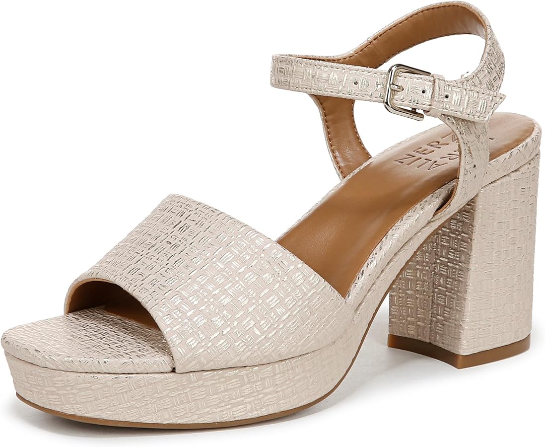 Amazon.com | Naturalizer Womens Lilly Heeled Sandal Tan Metallic