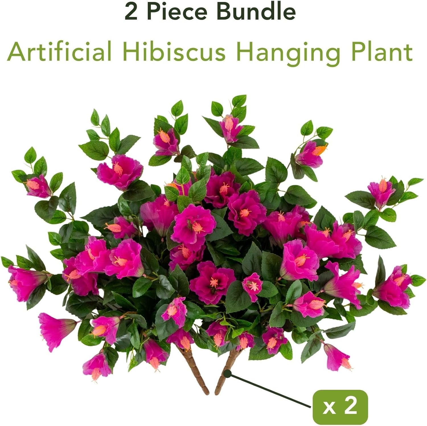 Nearly Natural 24in. UV Resistant Artificial Hibiscus Hanging Plant (Indoor/Outdoor) - Set of 2