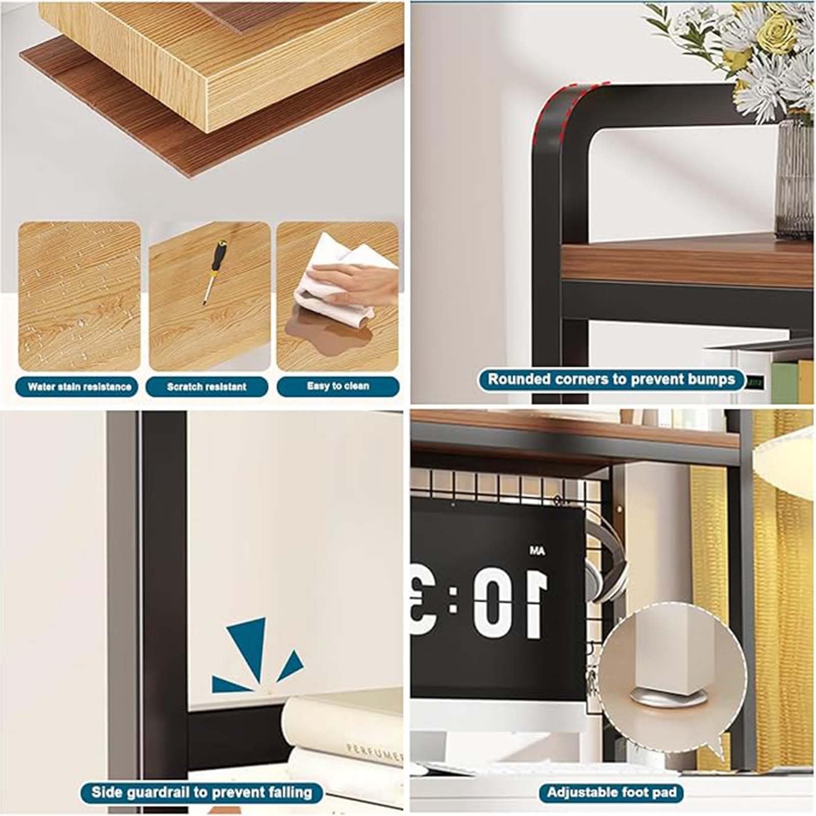 Estantería De Escritorio De 2 Niveles, Estante Organizador Multiusos De Metal/madera Para Encimera, Unidad De Estantería De Escritorio, Estantes De Almacenamiento Para Oficina(Black,115cm)