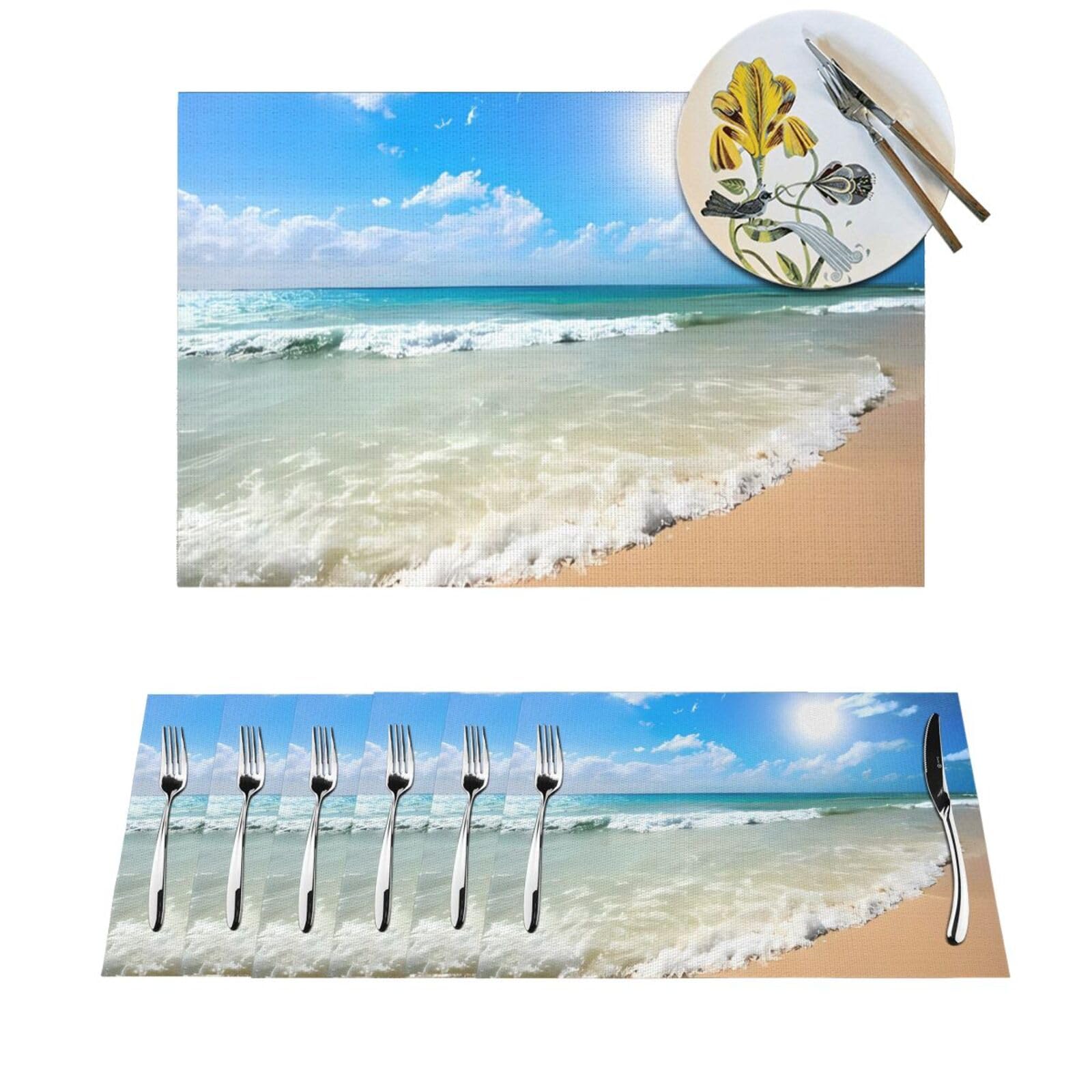 Set de table lavable et antid&eacute;rapant en lot de 6 pour prot&eacute;ger des plats chauds