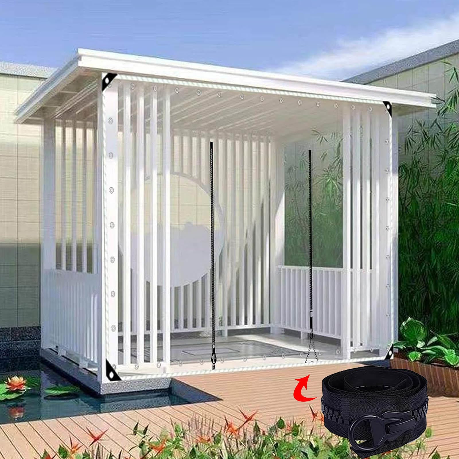 Rideaux en bâche transparente imperméables et résistants aux intempéries pour extérieur