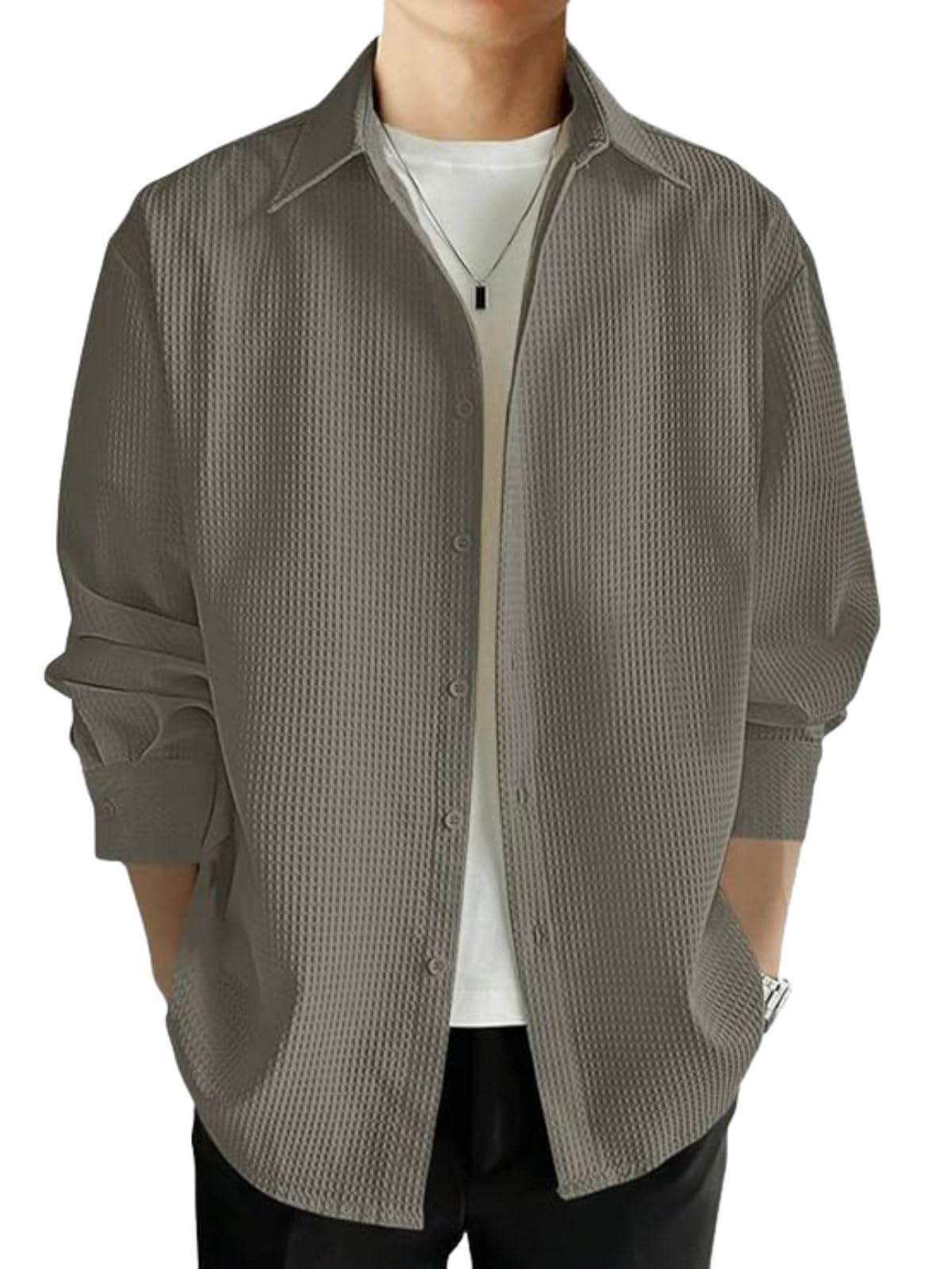 Leriya Fashion Men's Formal Button Down Shirt – Slim Fit Shirt's for Men | Textured Long Sleeve Polycotton| Business & Meeting Ready (Available in Plus Size and Combo Pack of 2)