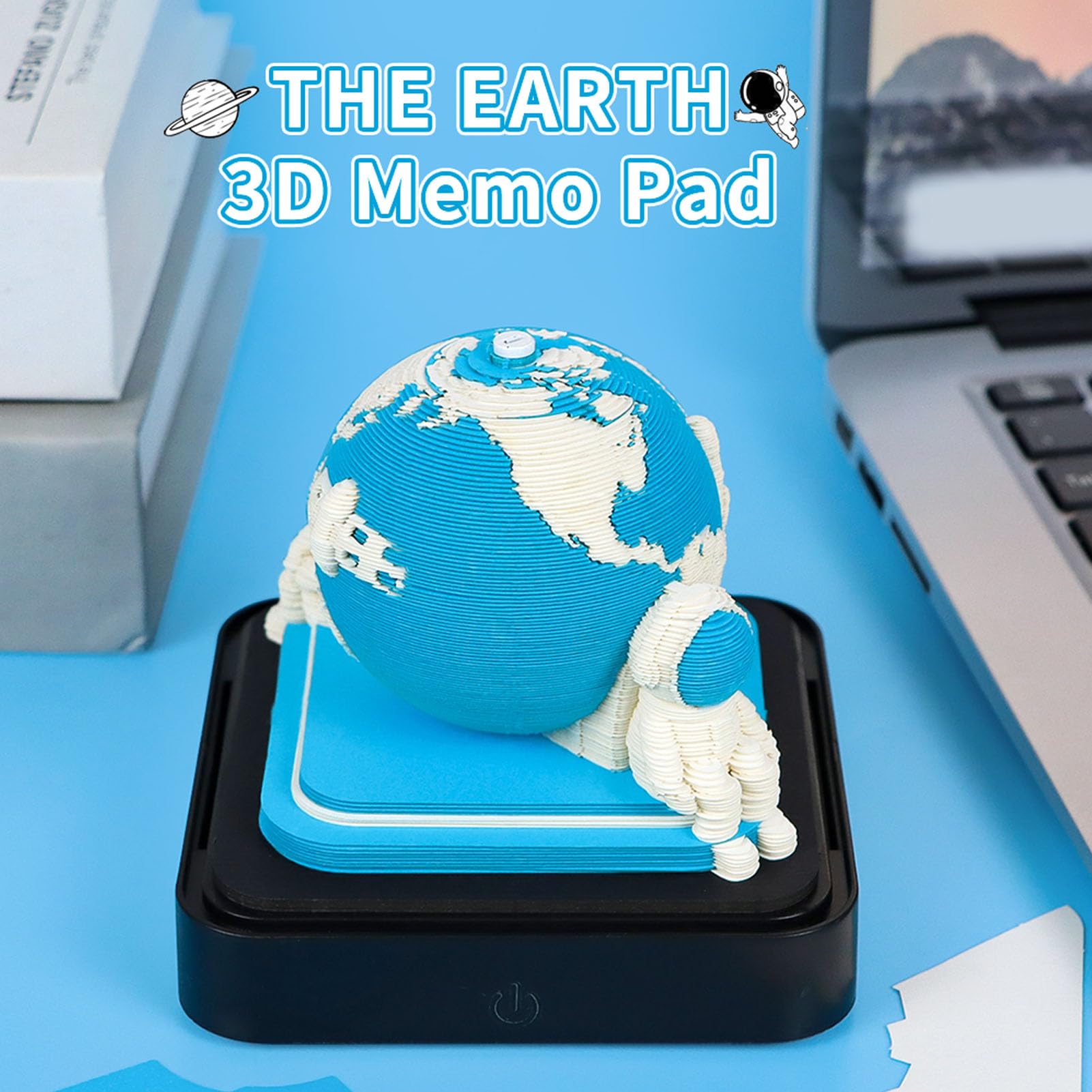 Asixxsix 3D Time Piece Kalender 2026, Tear Away 3D Earth Memo Pad Schreibtischkalender mit LED-Licht, Kreativer Papierskulptur-Kunst-Notizblock für Weihnachtsgeschenke Im Home Office
