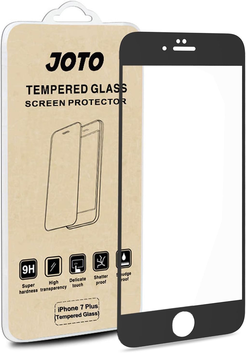 JOTO iPhone 8 Plus / 7 Plus Screen Protector, Full Screen Tempered Glass Screen Protector Film, Edge to Edge Protection Screen Cover Saver Guard for Apple iPhone 8 Plus/iPhone 7 Plus 5.5 Inch -Black