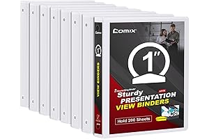 Comix Sturdy 1 Inch 3-Ring Binders 8-Count