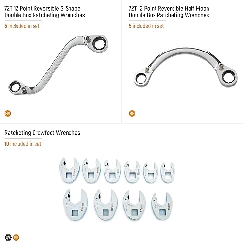 Miniatura 7 de GEARWRENCH Juego de llaves métricas de trinquete especiales de 20 piezas en bandeja de almacenamiento de espuma - GWMSSRWMM