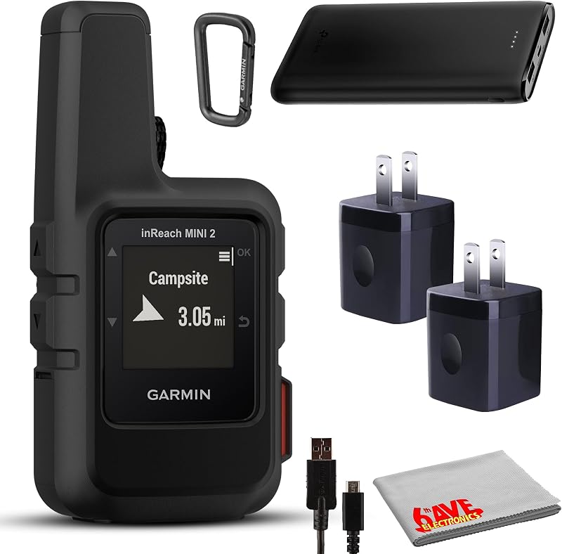 Garmin inReach Mini comunicador satelital (negro) con paquete de accesorios | Para mensajería fuera de la red, SOS y uso compartido de ubicación | Diseño ligero, compacto y resistente | GPS portátil de mano para senderismo