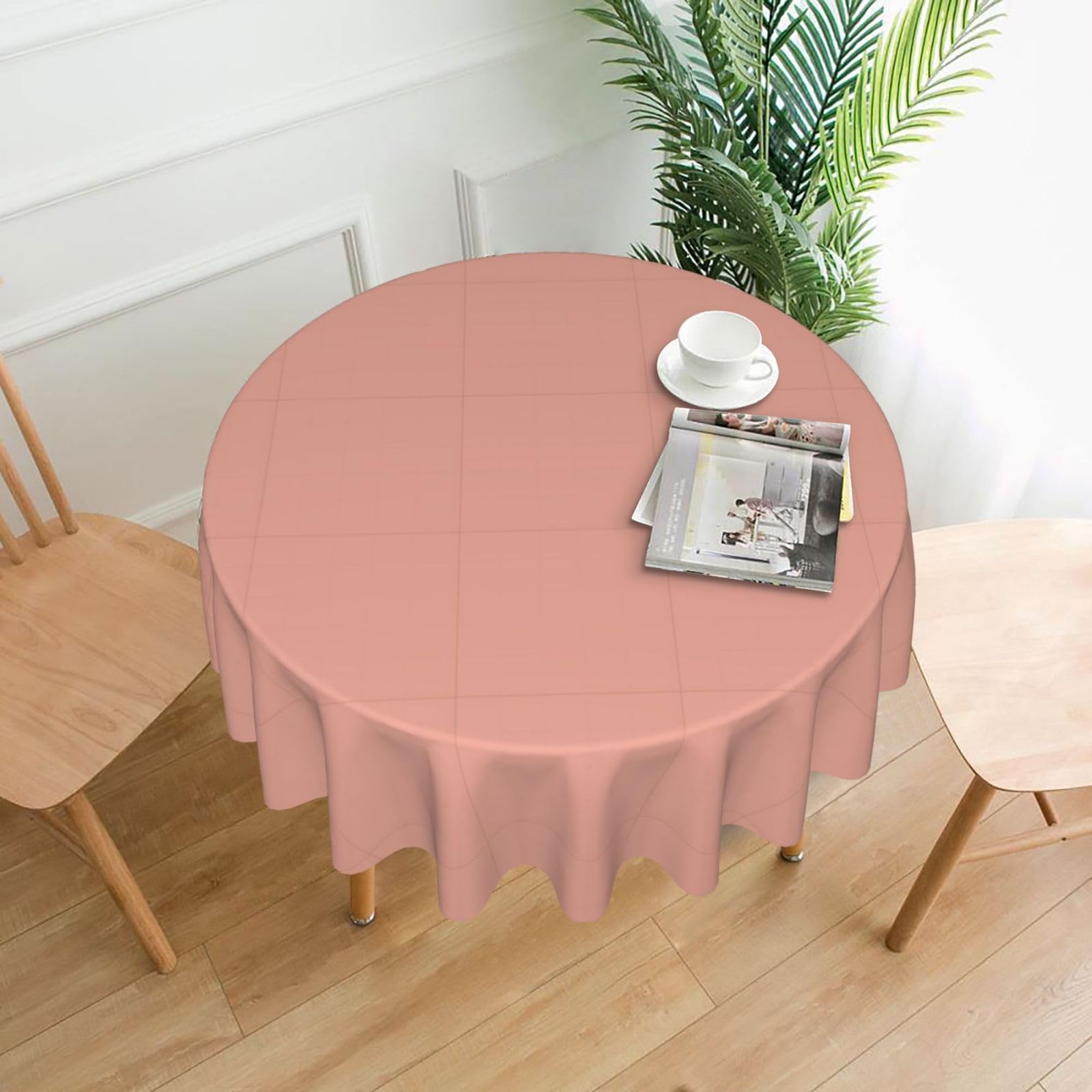 WHJSHOP Peachtao Blossom Red Prints Round Decorative Throw – 60in Stylish Table Cover for Dining, Parties & Outdoor Events