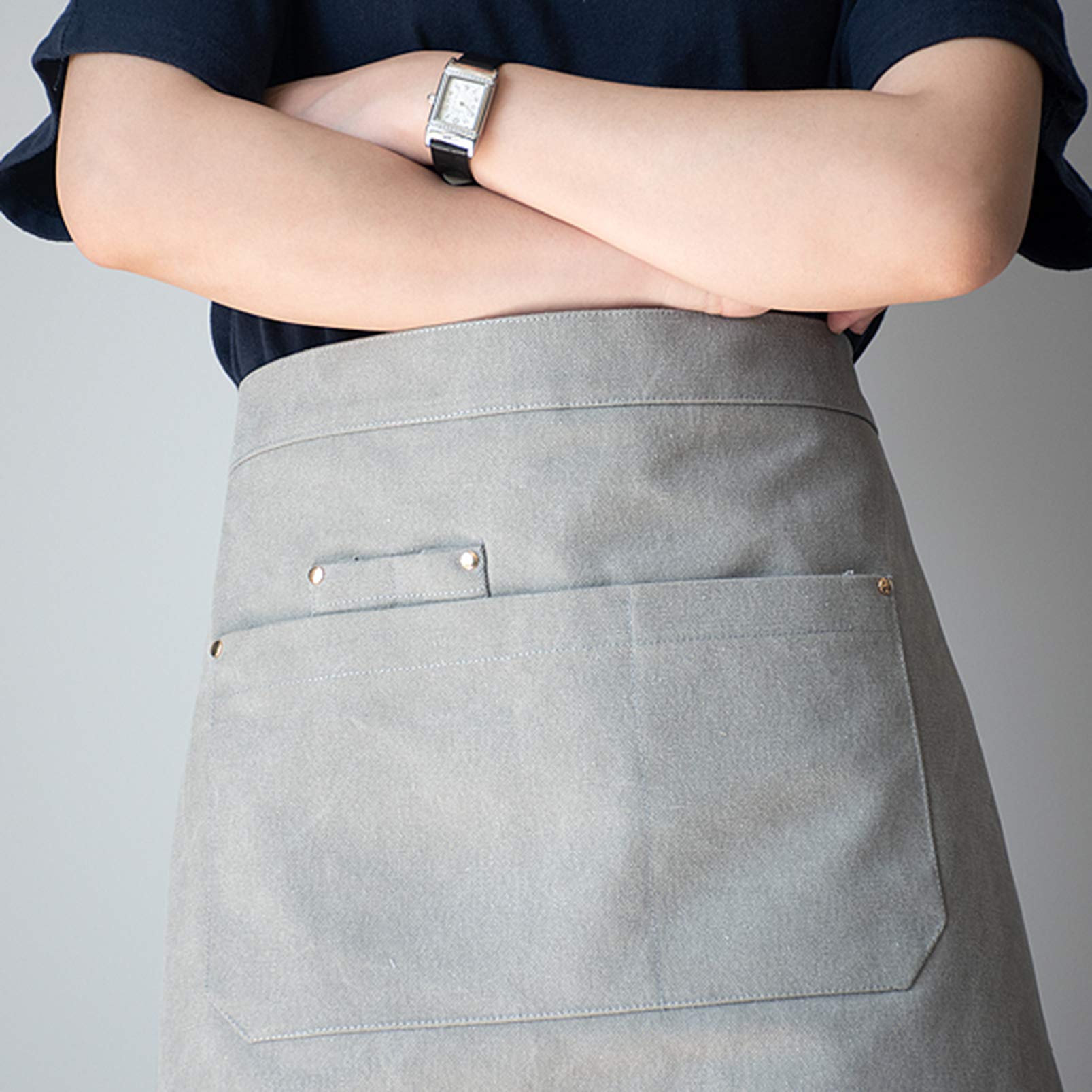 Delantales Delantal de Cintura Corta con 2 Bolsillos Delantal de Medio Delantal para Chef de Restaurante, Camarero, Barman, Delantal de Cocina para Hombres y Mujeres