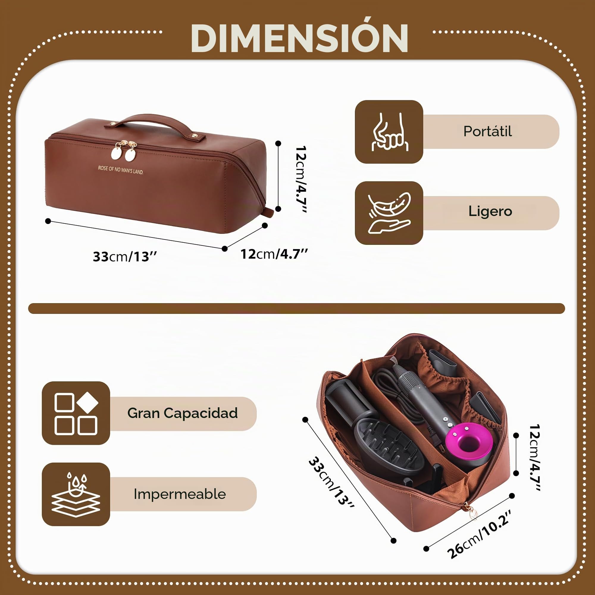 Bolsa Viaje Secador para Dyson Airwrap Styler/Shark Flexstyle/Rizador de Pelo, Funda Airwrap con Abertura Grande, Bolsa de Almacenamiento de Viaje Portátil, Bolsa Organizadora