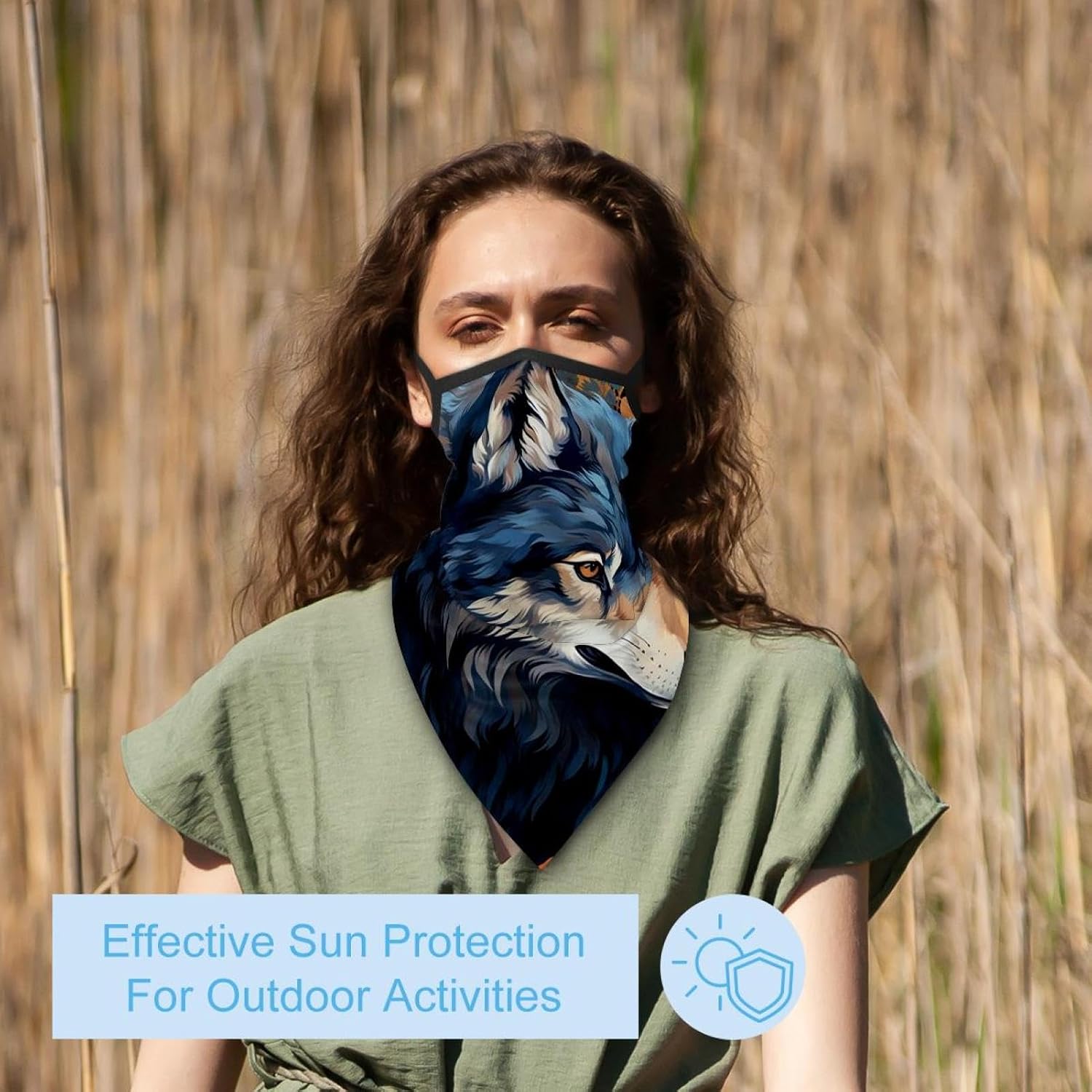 4 Pieces Wolf UV Protector Scarf, Summer Cooling Neck Gaiter for Men/Women