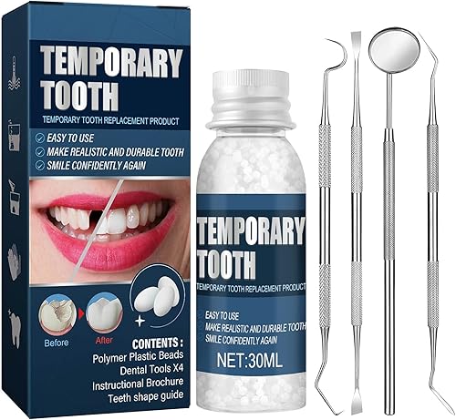 Kit de reparación de dientes dientes falsos moldeables para dientes temporales kit de reparación de llenado de dientes temporales con 4 herramientas