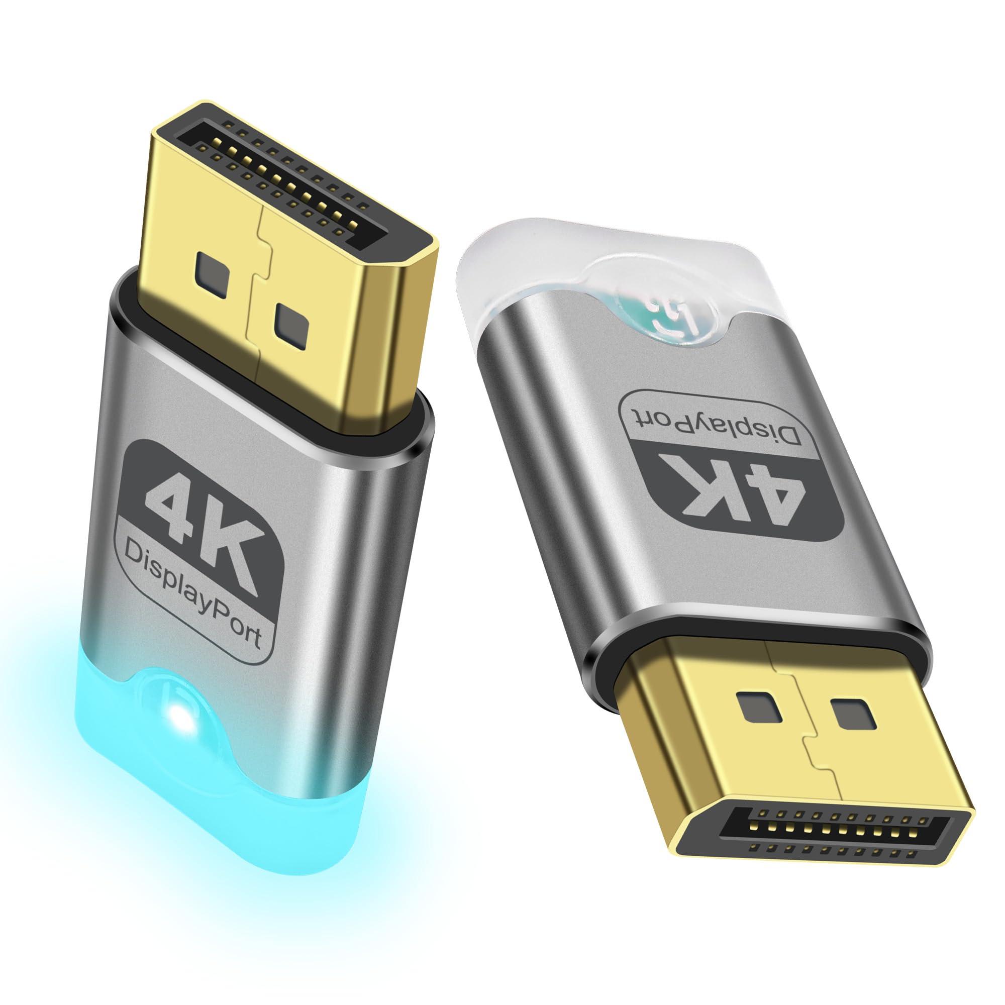 XMSJSIY 4K DP Dummy Plug DisplayPort Display EDID Emulatore mente senza testa con luce a LED, adattatore display virtuale supporta 3840 x 2160 @60 Hz per PC desktop remoto, 2 pezzi