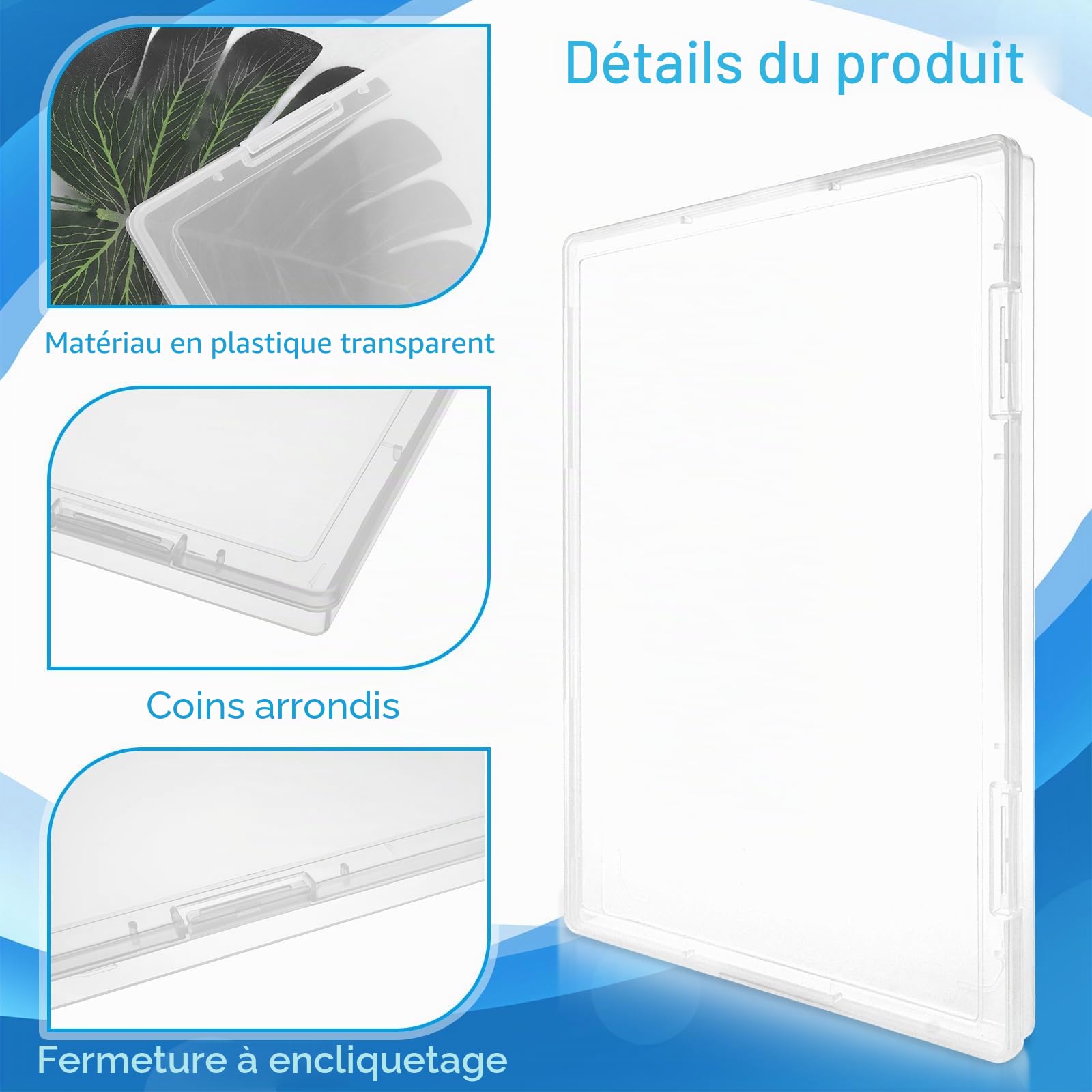 Lot de 8 boîtes d'archivage A4 en plastique transparent - Boîte à documents portable avec couvercle