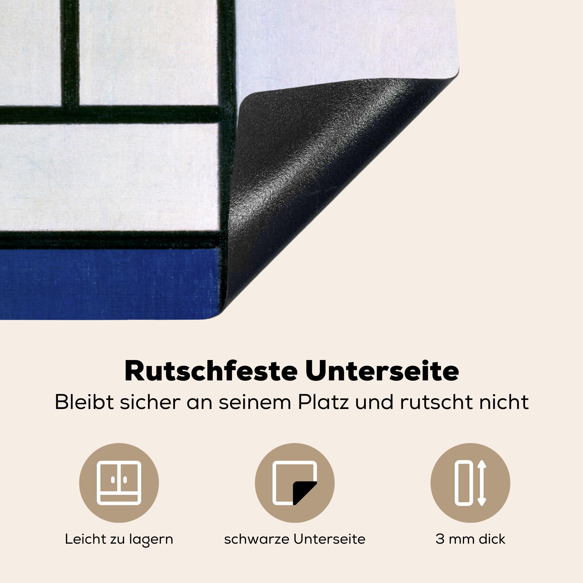 MuchoWow Inductiebeschermer - Inductie mat - Vinyl - Kunst - Mondriaan - Oude meesters - 81x52 cm - Inductie beschermer