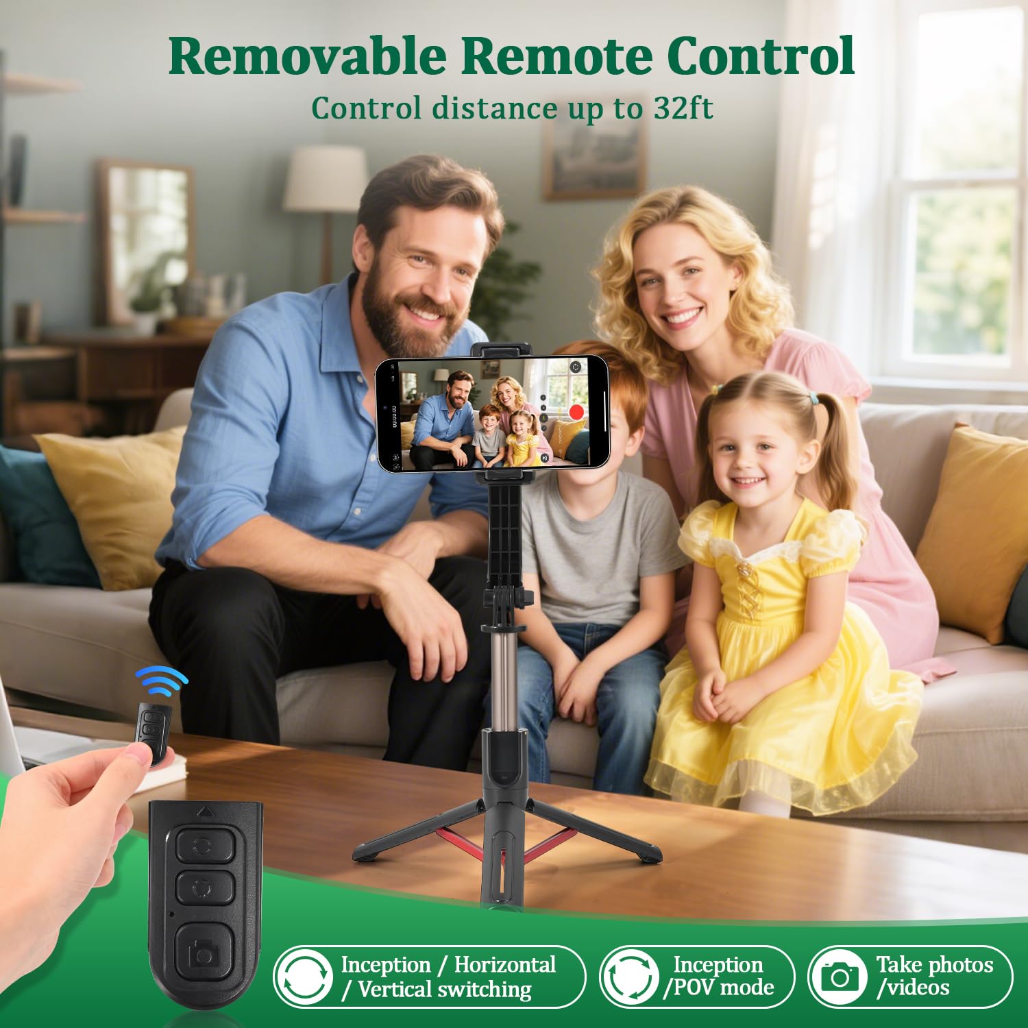 Stabilizzatore cardanico per smartphone, giunto cardanico a 1 asse con telecomando, bastone per selfie portatile e pieghevole e supporto per telefono per stabilizzatore di vlog, video YouTube