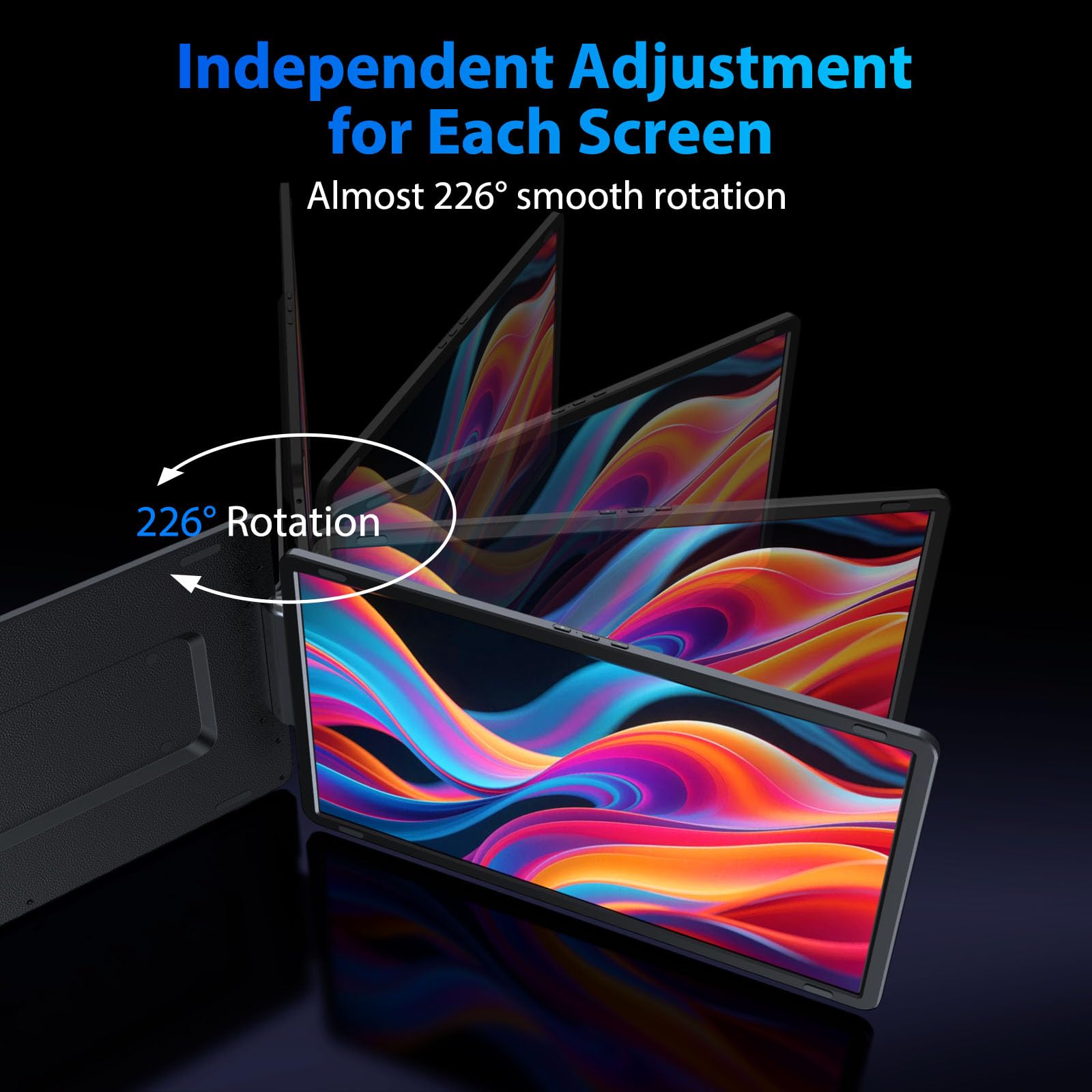Tauvian 15.6" Laptop Screen Extender, FHD 1080P IPS Portable Triple Monitor for Laptops 13.3"-17.3", USB-C/HDMI Plug & Play, 120% sRGB Low Blue Light Detachable Monitor Extender for Windows/MacOS — view 7