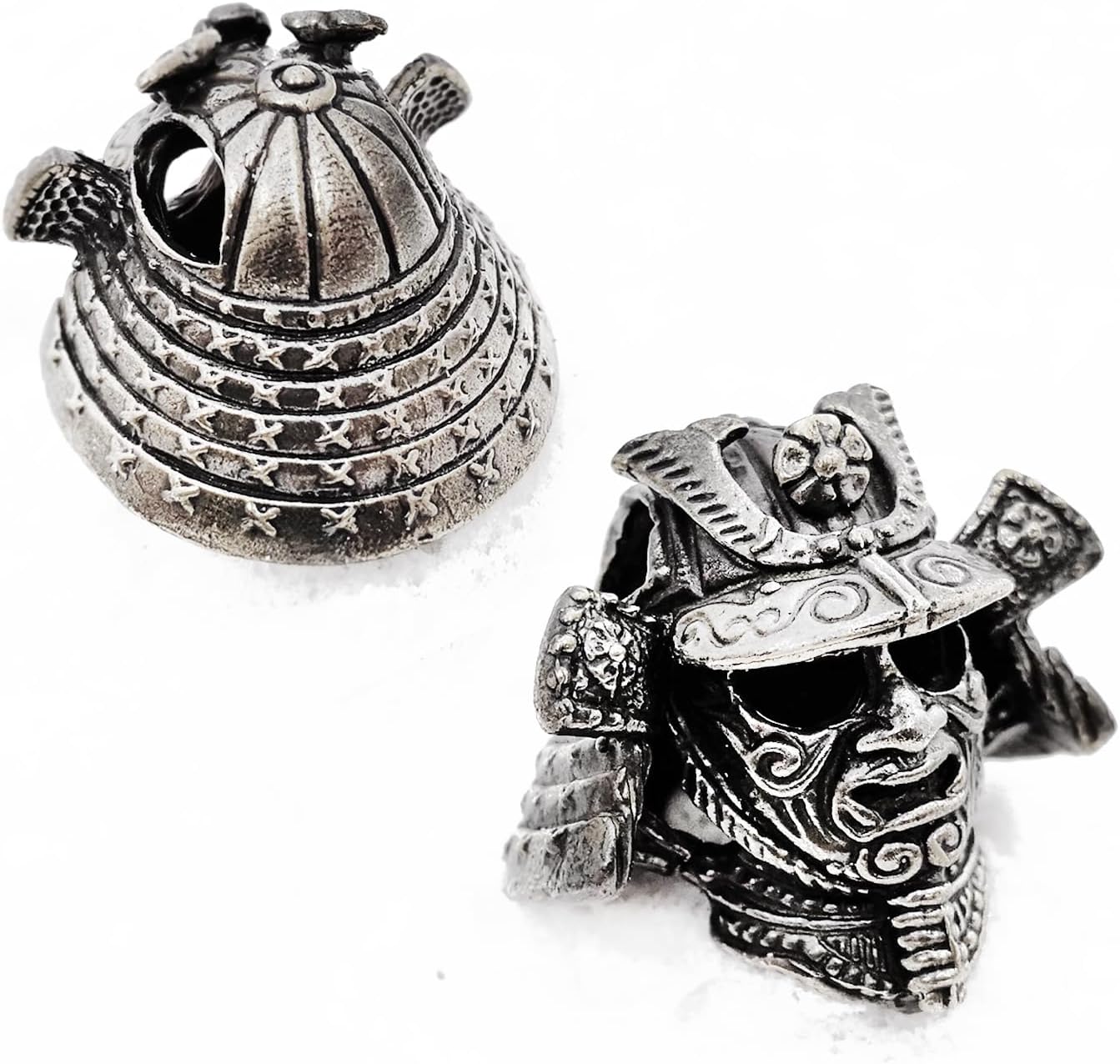 СooB EDC Paracord Bead, Beard Bead, Knife Lanyard Bead Samurai Helmet. Metal Hand-Casted Paracord Beads Pendants for Paracord Knives Lanyards 1Pcs/Lot