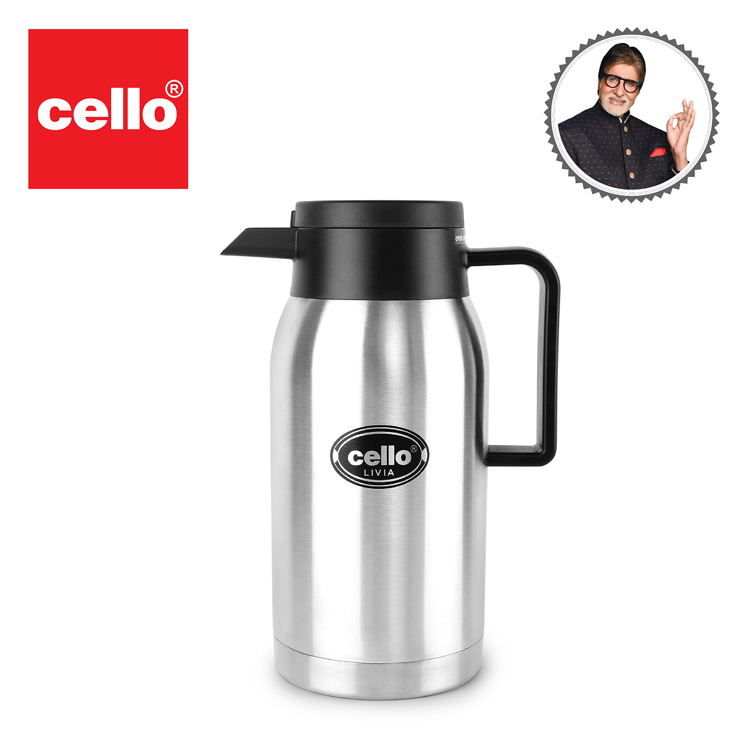 Cello Livia Stainless Steel Carafe, 750ml, Silver - Image 2 thumbnail
