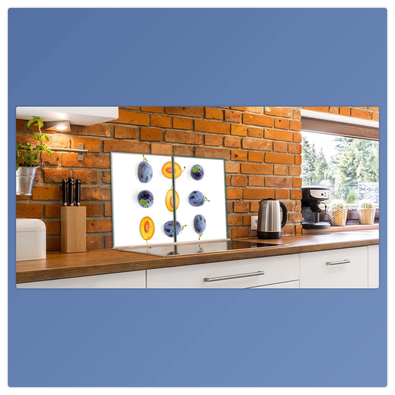 Decorwelt - Cubiertas para cubrir la vitrocerámica de las frutas azules, protección contra salpicaduras, de cristal, decoración para cocinas eléctricas, de inducción, para placas de cocina, tabla de