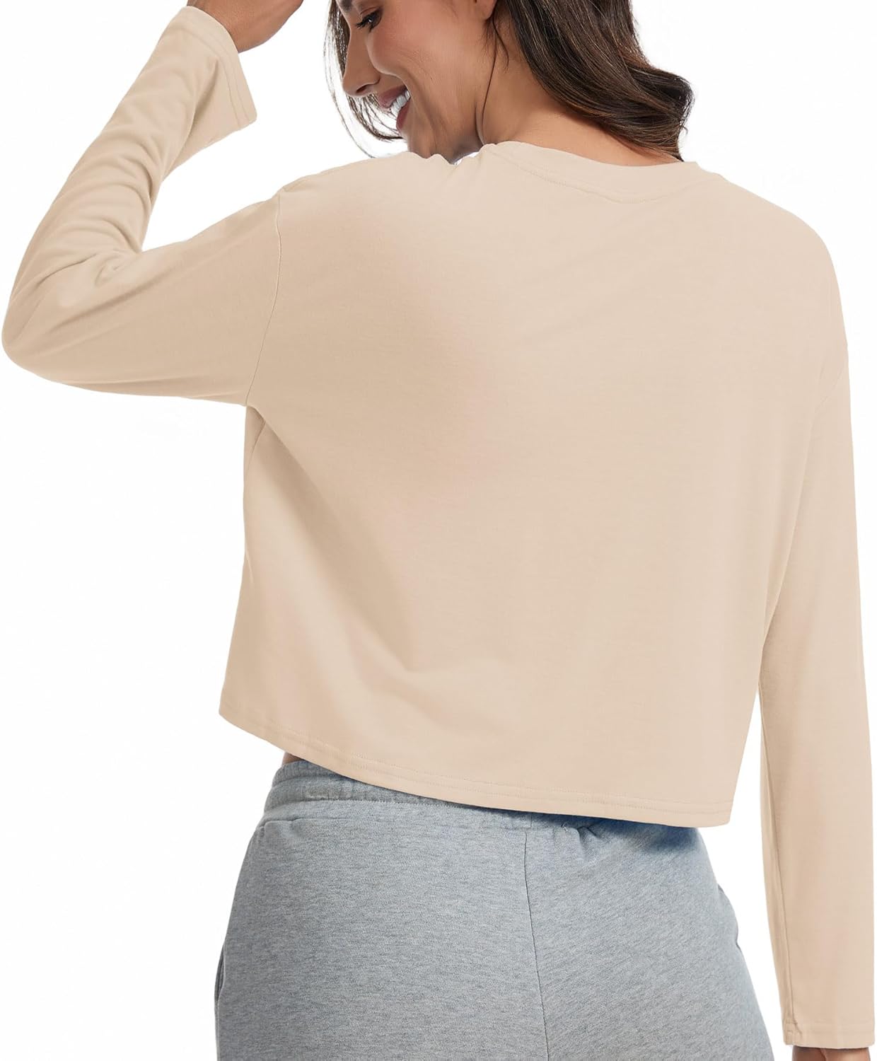 Long Sleeve Crop Tops for Women Loose Oversized Shirts Cropped Tee - Image 5